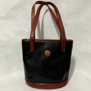 La Tour Eiffel 1887 Purse Black Brown Leather Large Bucket Tote Shoulder Bag